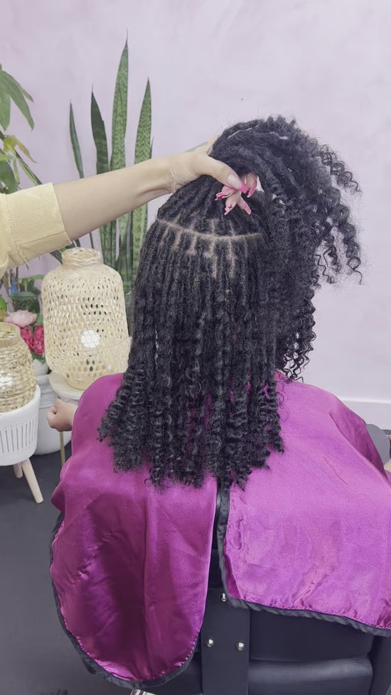 Curly Human Hair Loc Extensions - #1B Color (Natural Black) (10 locs ...
