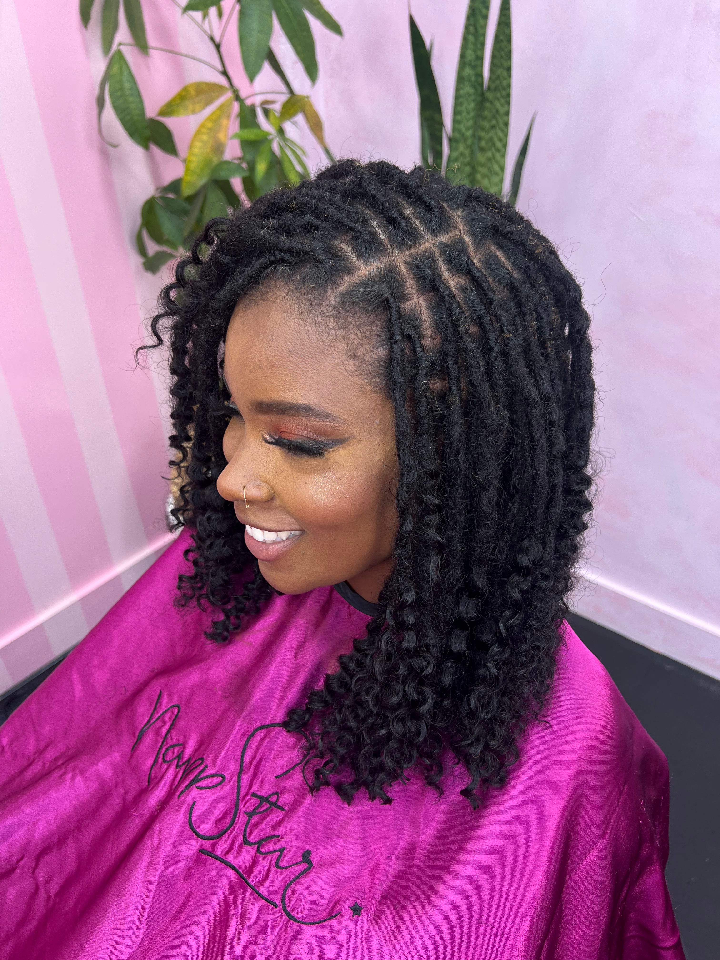 Curly Human Hair Loc Extensions - #1B Color (Natural Black) (10 locs ...